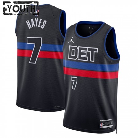 Camiseta Niños Detroit Pistons Killian Hayes 7 2022-23 Jordan Statement Edition Negro Swingman